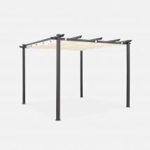 3x3m Pergola, alluminio, copertura scorrevole, Ecrù