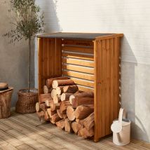 120x45x120cm wooden log shelter, Natural