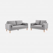 Bjorn 3 & 2-seater Scandi-style sofa, Light Grey