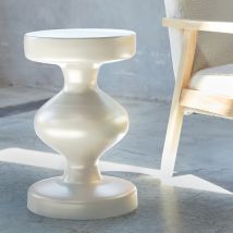 Side table, end of sofa, metal bedside table, Ø29.5 x H 47cm, Cream