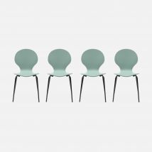 Juego de 4 sillas apilables retro verde celadón | sweeek