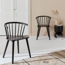 Pair of bar chairs in walnut wood and plywood, Black
