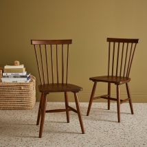 Pair of wooden dining chairs, Dark wood colour