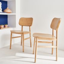 Juego de 2 sillas de madera de hevea, forma curvada | sweeek