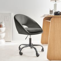 Silla de oficina de terciopelo con ruedas, Gris