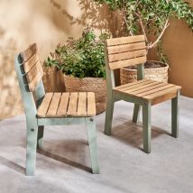 Set di 2 sedie in legno per bambini, da interno/esterno, Verde Grigio