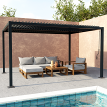 3x4m louvered aluminium pergola with adjustable slats, Anthracite