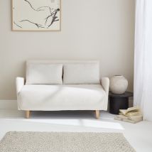 2-seater scandinavian convertible sofa with boucle fabric, Off-White Boucle