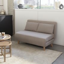 2-seater scandi-style folding sofa bed, Beige