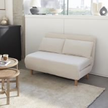 2-seater scandi-style folding sofa bed, Off-White Boucle