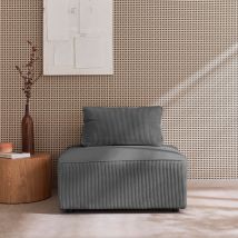 Sillón de diseño para sofá modular de pana, Gris