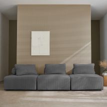 Asiento de sofá modular de pana, set de 3, Gris
