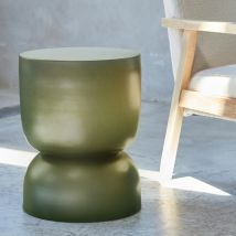 Side table, end of sofa, metal bedside table, Ø32 x H 42cm, Green