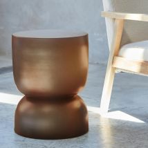 Tavolino, fine divano, comodino in metallo, Ø32 x H 42cm, Terracotta