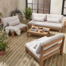 5-seater wooden garden sofa set, Natural