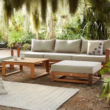 5-seater wooden garden sofa, Natural