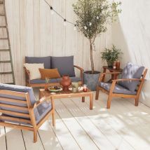 4-seater wooden garden sofa set, Natural