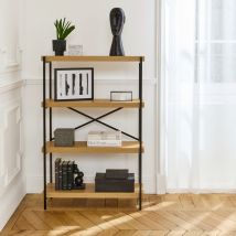 Ash and metal effect 4-level shelf, Natural