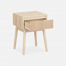 Pair of 2 bedside table with one drawer, Natural