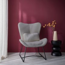 Sillón de tela con cojín, Gris claro