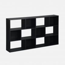 Librería asimétrica de diseño negro, 3 estantes I sweeek