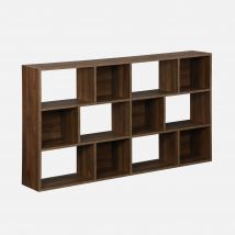 Librería asimétrica de diseño en nogal, 3 estantes I sweeek