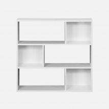 3-shelf bookcase with 6 compartments, White