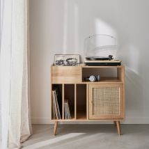 Vinyl furniture with cane and wood decor, Natural