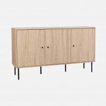 Storage sideboard, grooved wood decor, 140 cm, Natural