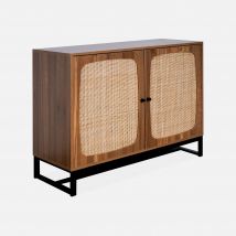 2-door cane and wood sideboard 100 cm, Natural