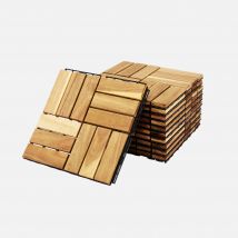 Lote de 10 baldosas de madera para tarima, diseño cuadrado sueco