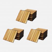 Set di piastrelle per decking in legno 30 x 30 cm, motivo lineare, con listelli,
