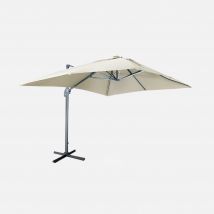 3x4m rectangular cantilever parasol with integrated LED lights, Beige