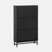 Mueble zapatero, decoración madera acanalada negra l sweeek