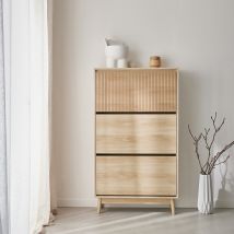 Mueble zapatero escandinavo, decoración madera clara l sweeek