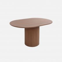 Mesa de centro oblonga con efecto de madera tallada, Madera de nogal