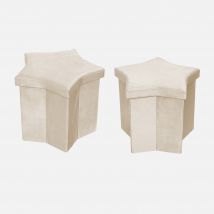 Set di 2 sgabelli a stella per bambini pieghevoli in velluto, Beige