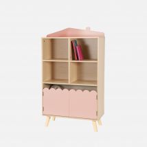 2 doors and 4 shelves children's bookcase, Pink