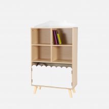 2 doors and 4 shelves children's bookcase, White