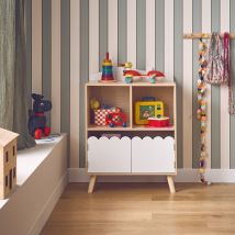 2-shelf 2-door children's bookcase, White