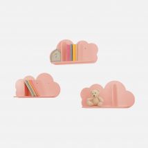 Mensole da parete Cloud per la cameretta dei bambini, set di 3, Rosa