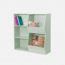 Children's storage unit, 3 shelves and 2 storage spaces, Green