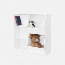 Children's storage unit, 3 shelves and 2 storage spaces, White