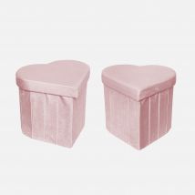 Taburete infantil en forma de corazón, set de 2, Rosa