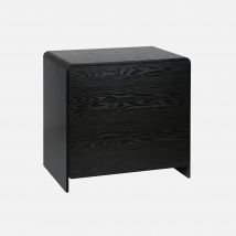 Arcón redondeados efecto madera de 3 cajones, Negro