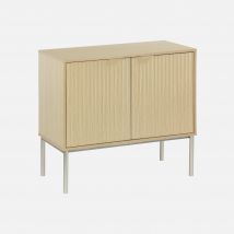 2-door wood and metal effect sideboard, 80cm, Natural