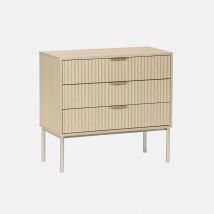 3-drawer chest in wood and metal-effect, Natural