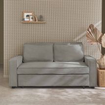 Sofá cama de pana de 3 plazas, Gris claro