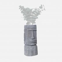 Aztec figurine pot cover, magnesia plant holder, 46cm, Grey