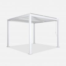 Pérgola bioclimática 3x3m de lamas de aluminio y acero, Blanco